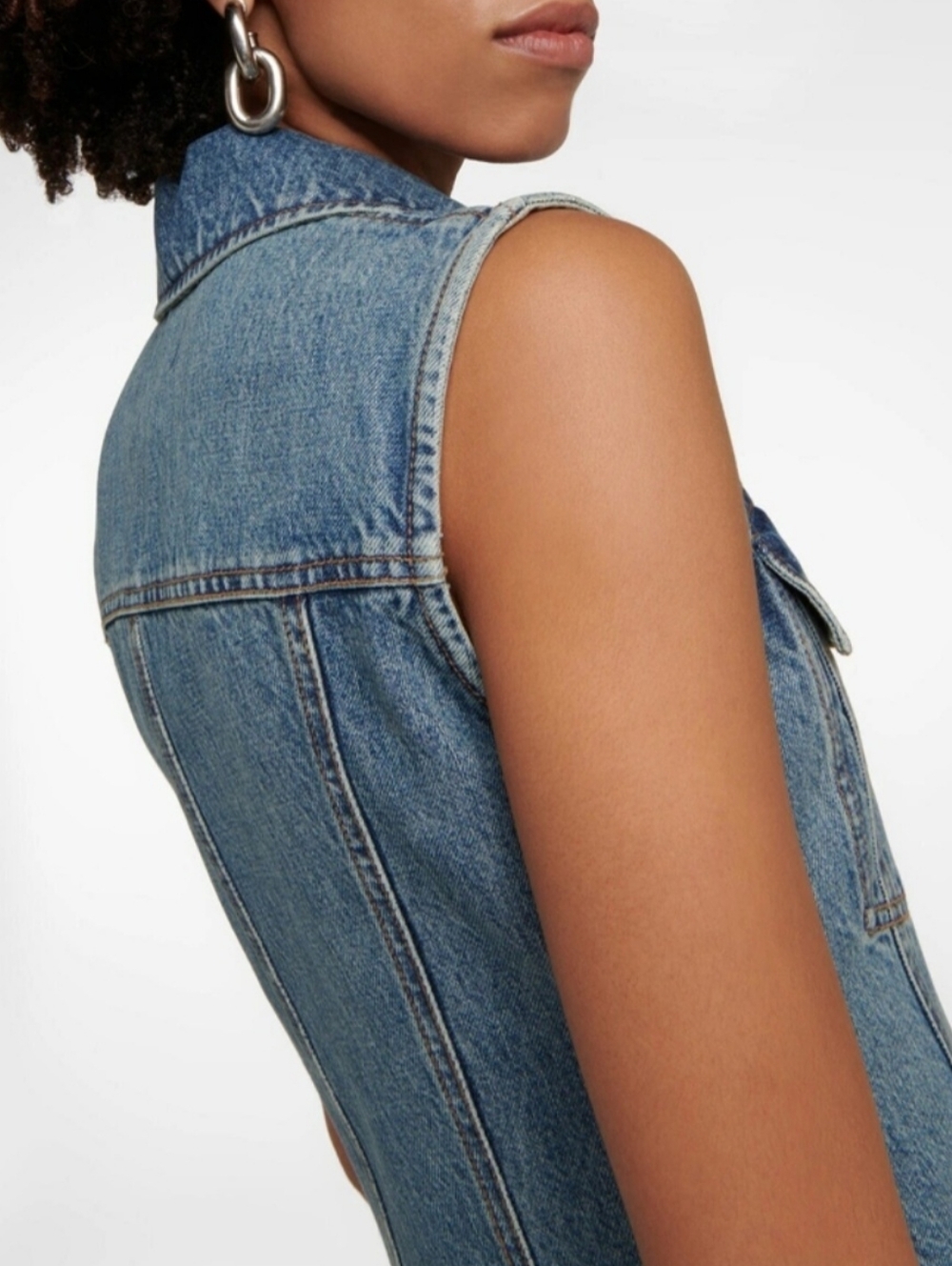 SPORTMAX Catone Denim Maxi Dress Button Front Sleeveless Blue US 10 IT 44 - Picture 5 of 16